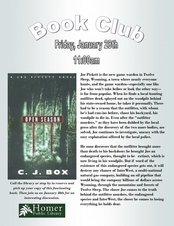 Book Club, "Open Season" by C.J. Box Homer Public Library